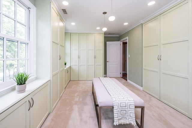16 Cayuga Rd, Scarsdale, NY 10583 - interior space featuring light colored carpet, recessed lighting, crown molding, and baseboards