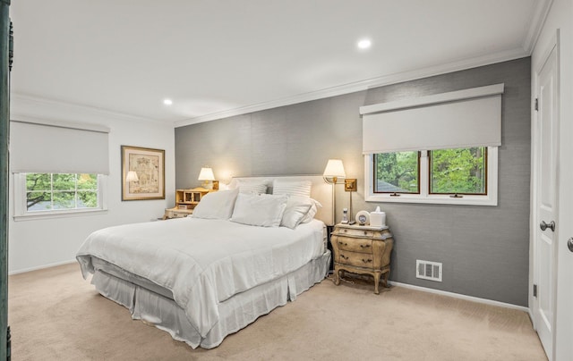 90 Gannet Dr, Commack, NY 11725 - carpeted bedroom featuring crown molding, baseboards, and recessed lighting