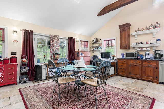3 Losee Rd, Wappingers Falls, NY 12590 - dining room with beam ceiling and high vaulted ceiling