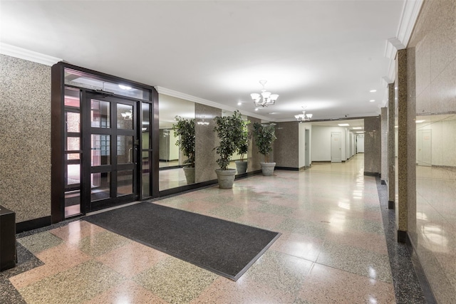 lobby featuring ornamental molding