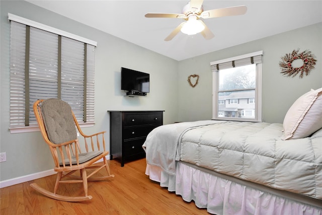 2228 Stacey Ct, North Bellmore, NY 11710 - bedroom featuring light wood-type flooring, ceiling fan, and baseboards