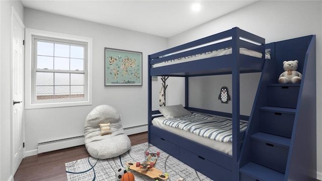 2155 Walton Ave, Bronx, NY 10453 - bedroom with a baseboard radiator, wood finished floors, and baseboards