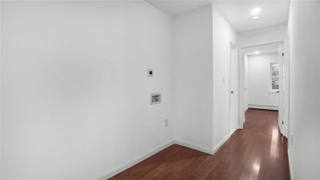 2155 Walton Ave, Bronx, NY 10453 - hall with baseboard heating, dark wood finished floors, baseboards, and recessed lighting