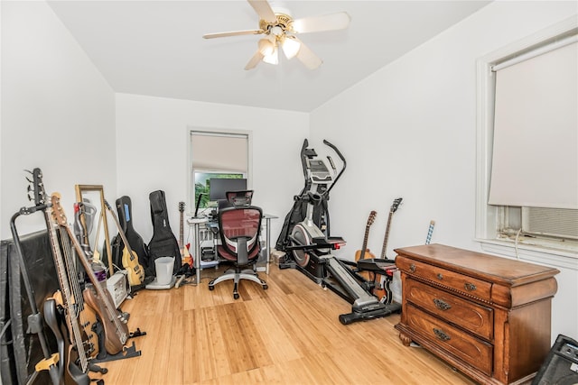 2733 Tenbroeck Ave, Bronx, NY 10469 - exercise room featuring ceiling fan and wood finished floors