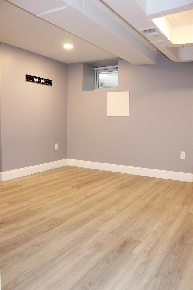 1535 Mattison St, Baldwin, NY 11510 - basement with baseboards, light wood-style floors, and recessed lighting