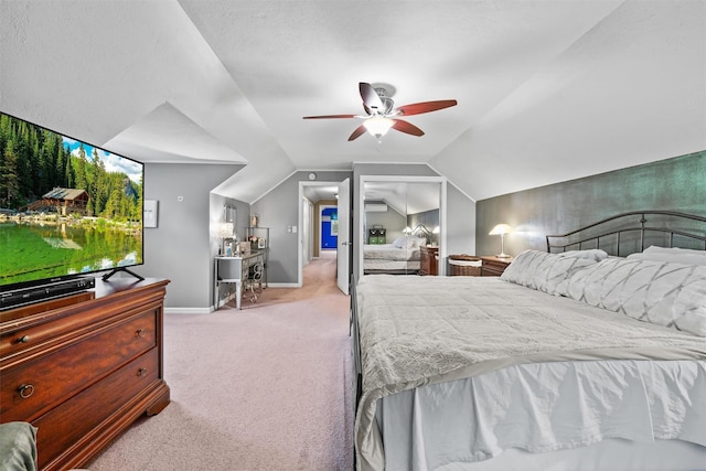 20 Idlewild Park Dr, Cornwall On Hudson, NY 12520 - carpeted bedroom with lofted ceiling, baseboards, and ceiling fan