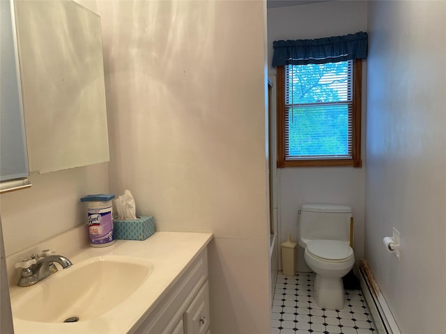 18 Prides Xing, Washingtonville, NY 10992 - bathroom featuring toilet, vanity, tile patterned floors, and baseboard heating