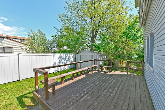 64 S Nassau St, Bethpage, NY 11714 - wooden deck featuring a storage unit and an outdoor structure