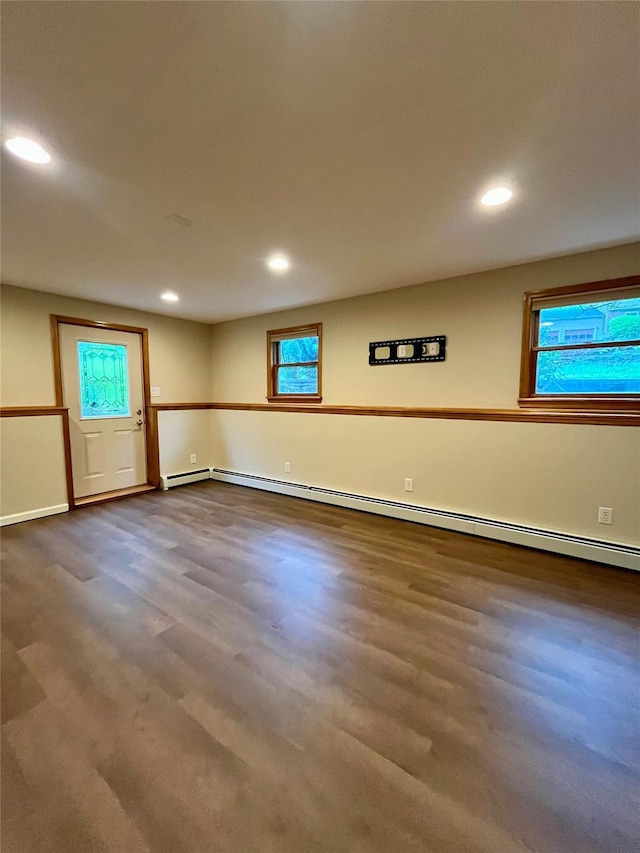 51 Pine Ct, Middletown, NY 10941 - spare room featuring recessed lighting, baseboard heating, dark wood-style floors, and baseboards