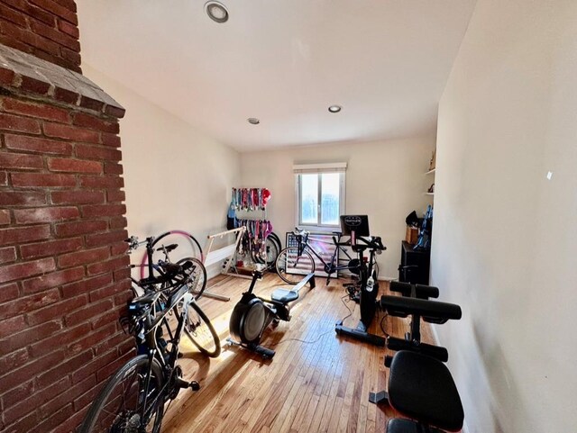 980 Siems Ct, North Bellmore, NY 11710 - workout area with wood-type flooring and recessed lighting