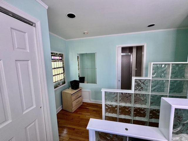 980 Siems Ct, North Bellmore, NY 11710 - bedroom featuring wood-type flooring, ornamental molding, and baseboards