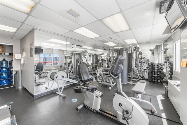 10 Stewart Pl Unit 4De, White Plains, NY 10603 - exercise room with a paneled ceiling