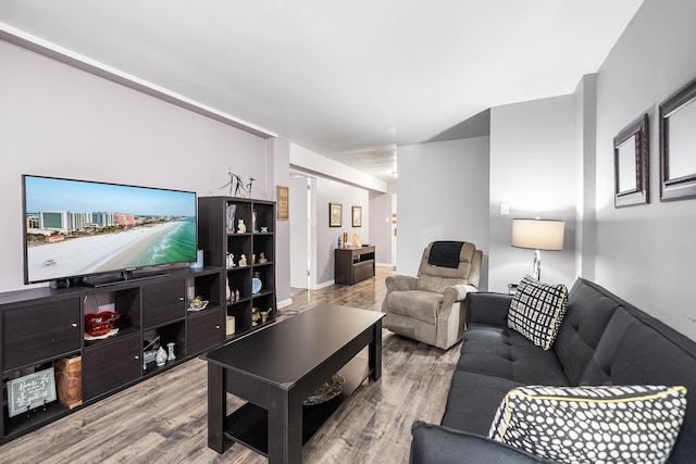living area featuring wood finished floors
