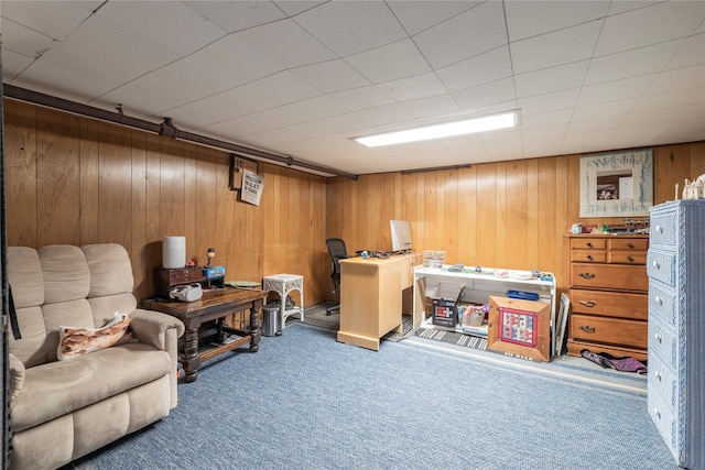 1875 Harte St, Baldwin, NY 11510 - home office with carpet and wood walls