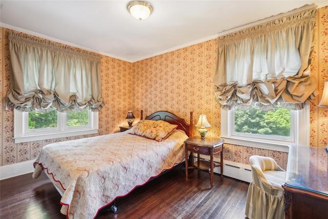 17 The Intervale, Roslyn Estates, NY 11576 - bedroom with wallpapered walls, hardwood / wood-style floors, crown molding, and baseboards