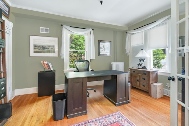 4 Oak St, Cold Spring, NY 10516 - office space with light wood-style flooring, radiator, ornamental molding, and baseboards