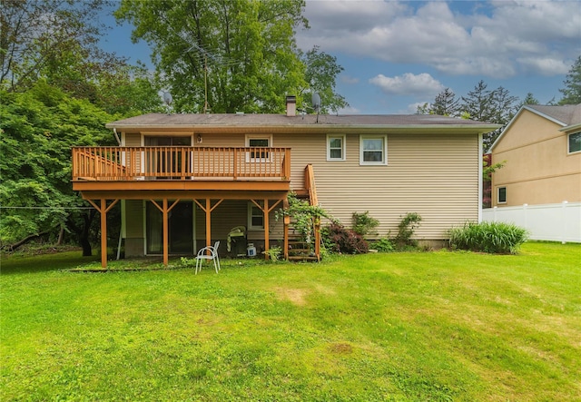 3042 Gomer St, Yorktown Heights, NY 10598 - back of property with a wooden deck and stairs