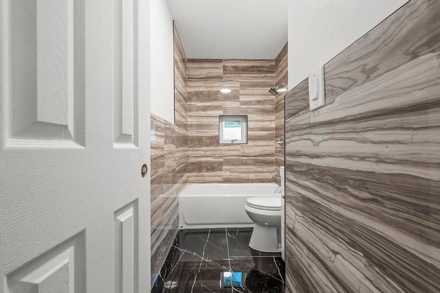 166-03 69th Ave, Fresh Meadows, NY 11366 - full bath with marble finish flooring, toilet, and shower / bath combination