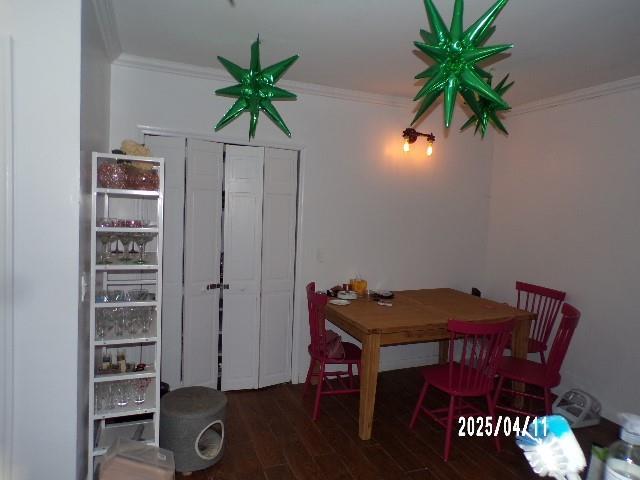 173 Quincy St, Brooklyn, NY 11216 - dining space featuring ornamental molding and wood finished floors
