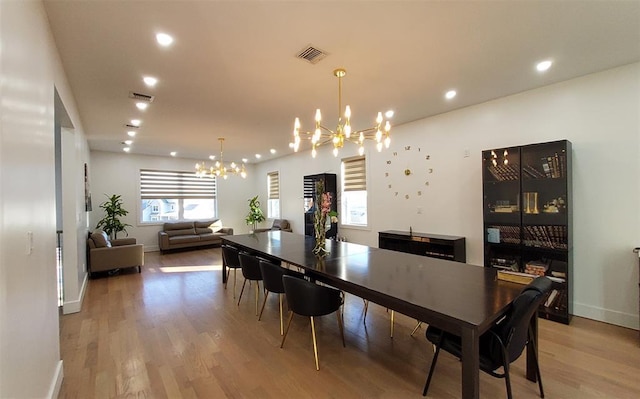 27 Catskill High Rail, Monroe, NY 10950 - dining space with a chandelier, light wood-type flooring, recessed lighting, and baseboards