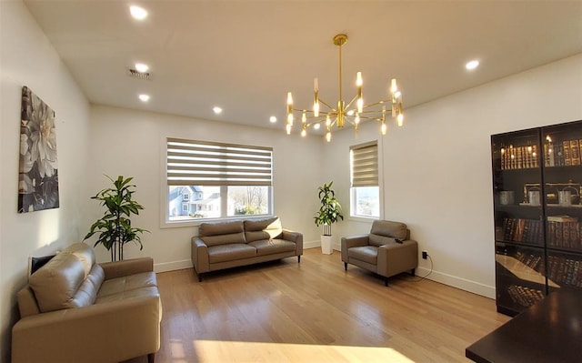 27 Catskill High Rail, Monroe, NY 10950 - living area featuring a chandelier, wood finished floors, baseboards, and recessed lighting