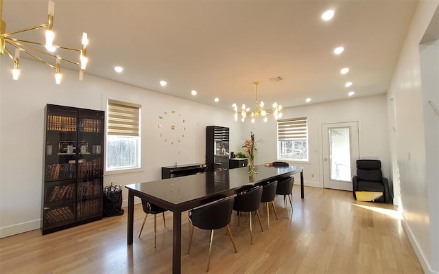 27 Catskill High Rail, Monroe, NY 10950 - dining area featuring a chandelier, plenty of natural light, light wood finished floors, recessed lighting, and baseboards
