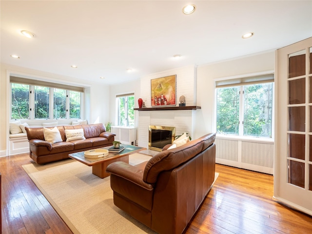 37 Longview Rd, Port Washington, NY 11050 - living room featuring hardwood / wood-style flooring, a fireplace, recessed lighting, and baseboards