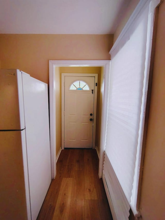 doorway to outside featuring wood-type flooring