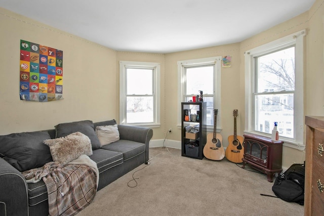 view of carpeted living area