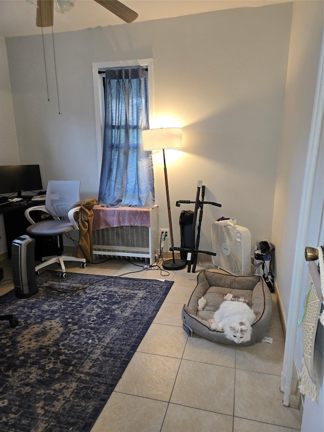 163 Villa Ave, Yonkers, NY 10704 - home office featuring a ceiling fan and tile patterned floors