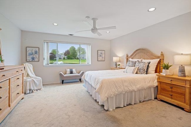 106 E Midland Pond Ct First Floor, First Floor, Moriches, NY 11955 - bedroom with light colored carpet, recessed lighting, and ceiling fan