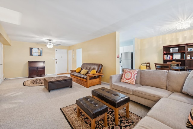 711 Shore Rd Unit 4F, Long Beach, NY 11561 - living area with carpet flooring, ceiling fan, and baseboards