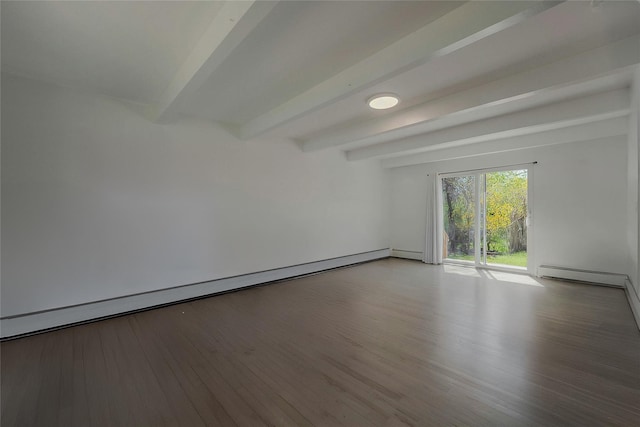 28 Lynncliff Rd, Hampton Bays, NY 11946 - spare room with beamed ceiling, wood finished floors, and baseboard heating