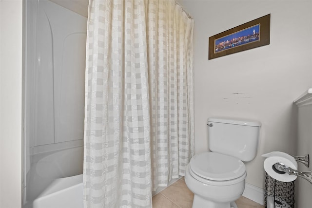 1 Sly St, Warwick, NY 10990 - full bath with toilet, tile patterned floors, shower / tub combo with curtain, and baseboards