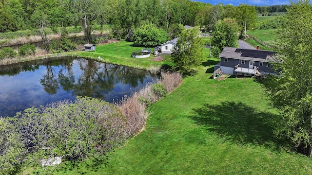 view of subject property with a large body of water