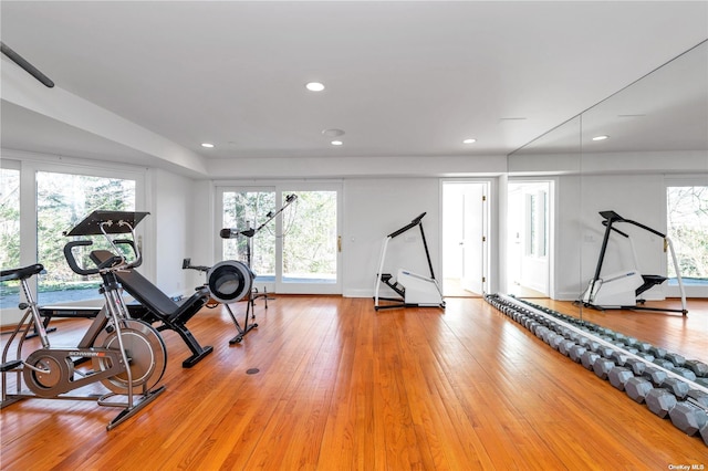 3 Barkers Point Rd, Sands Point, NY 11050 - workout area with recessed lighting and light wood-type flooring