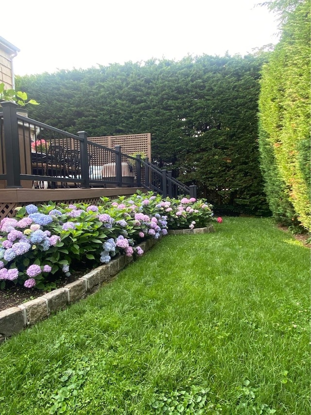 8 Hazel Rd, Port Washington, NY 11050 - view of grassy yard with a deck