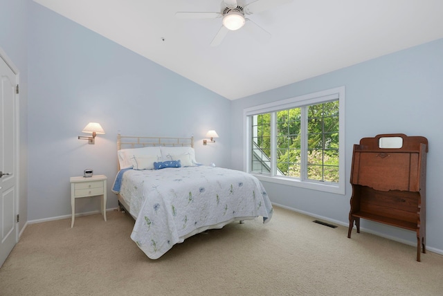 48 Clarewood Dr, Hastings-On-Hudson, NY 10706 - carpeted bedroom with vaulted ceiling, baseboards, and a ceiling fan