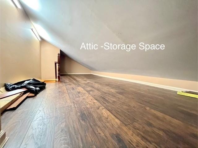 67-15 Bell Blvd Duplex, Unit Duplex, Bayside, NY 11364 - additional living space featuring hardwood / wood-style floors, vaulted ceiling, and baseboards