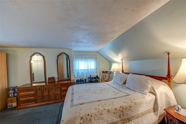 86 Vincent Rd, Hicksville, NY 11801 - carpeted bedroom featuring a textured ceiling and lofted ceiling