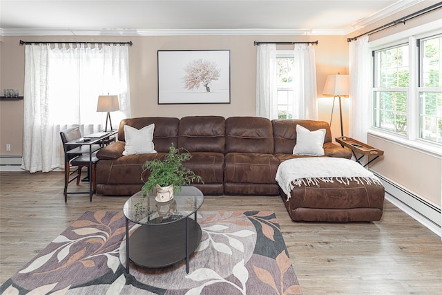 50 Louisiana Ave Unit 9R, Bronxville, NY 10708 - living area with wood finished floors, ornamental molding, and baseboard heating