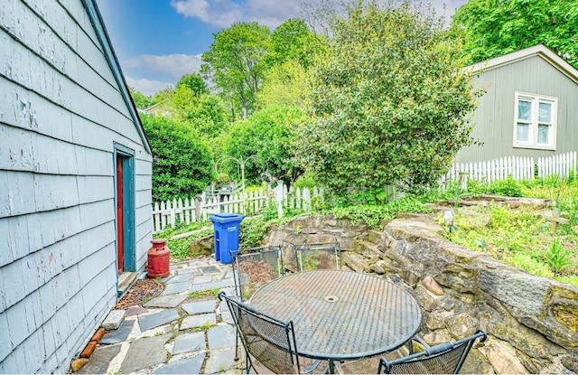 view of patio / terrace with fence and outdoor dining area