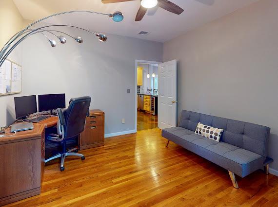 293 S Centerville Rd, Middletown, NY 10940 - office space featuring ceiling fan, wood finished floors, and baseboards