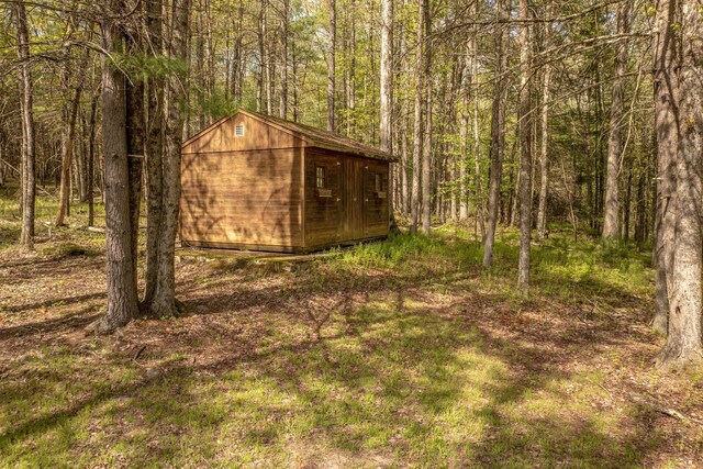 62 Stag Forest Rd, Forestburgh, NY 12777 - view of shed with a wooded view