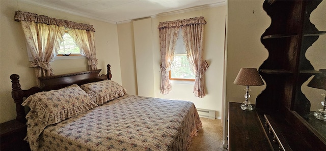 198 Eldred Yulan Rd, Call Listing Agent, NY 12732 - carpeted bedroom featuring crown molding and a baseboard heating unit
