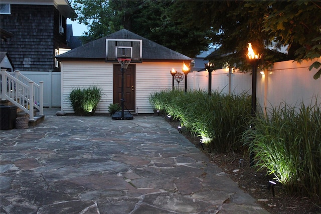 2 Burnett Ave, Bay Shore, NY 11706 - view of patio featuring an outbuilding and cooling unit