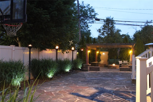 2 Burnett Ave, Bay Shore, NY 11706 - view of patio featuring an outdoor fire pit and a pergola