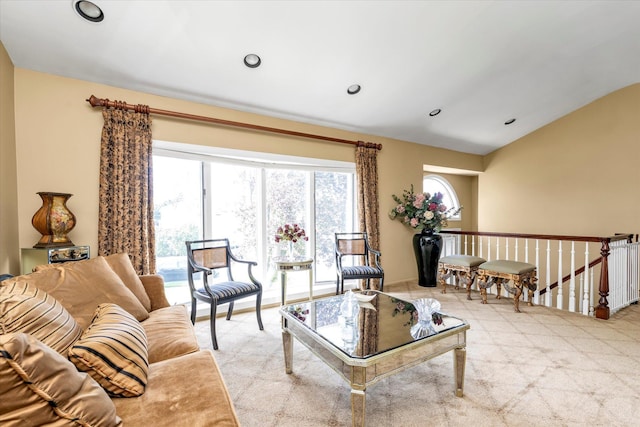 1692 N Gate, Merrick, NY 11566 - living area with vaulted ceiling, light colored carpet, and recessed lighting