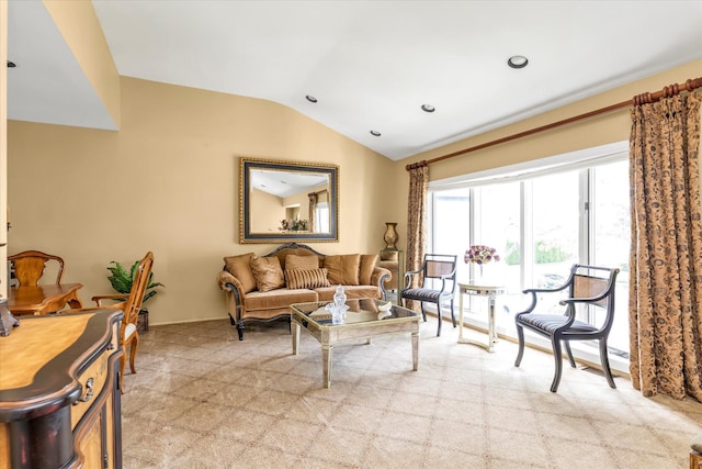 1692 N Gate, Merrick, NY 11566 - living room with vaulted ceiling and carpet flooring