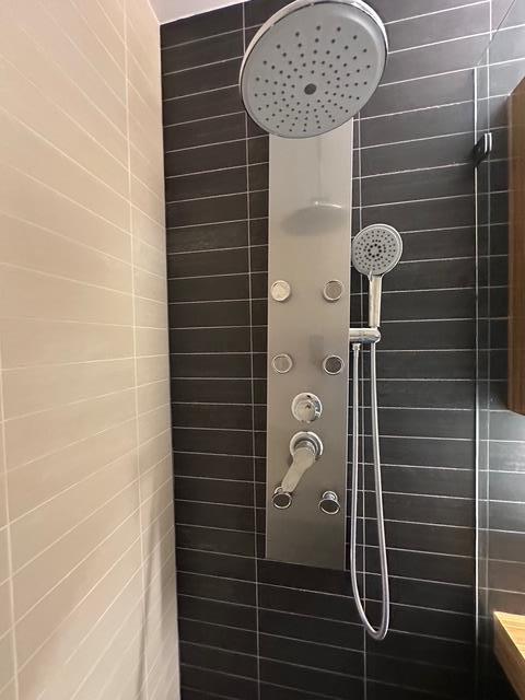 bathroom view of a tile shower